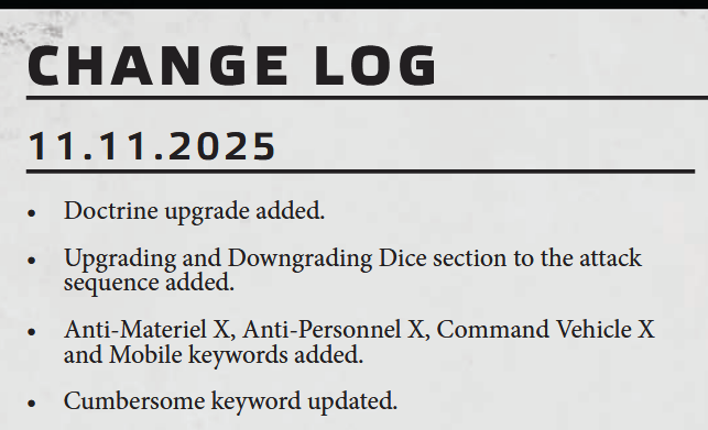 Change Log Star Wars Legion