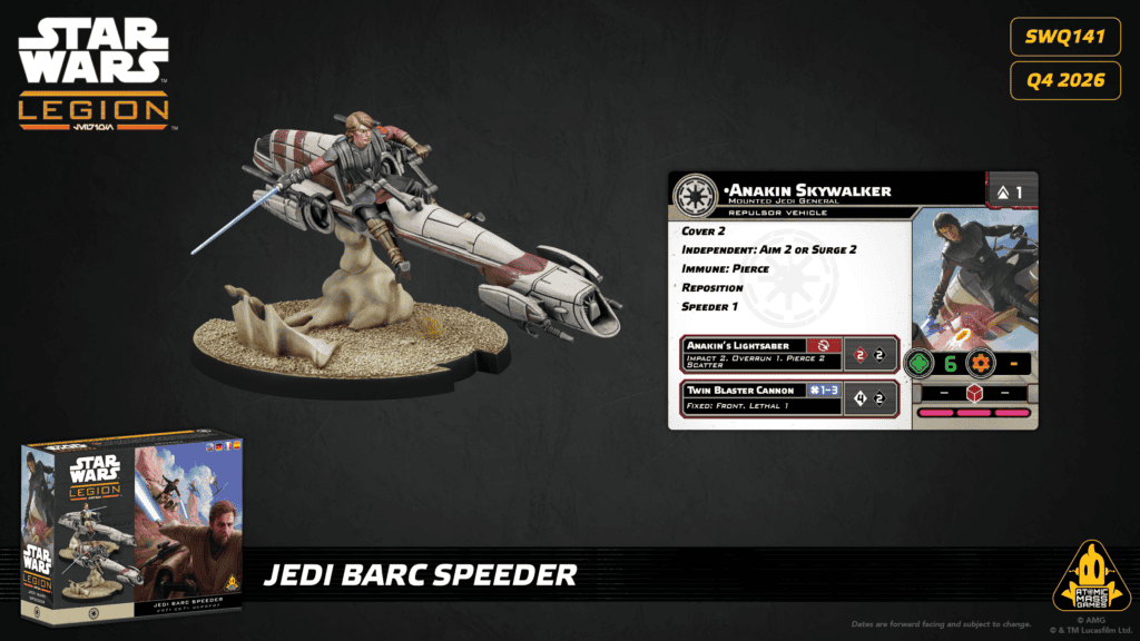 Anakin Skywalker sur BARC Speeder carte et figurine Star Wars Legion