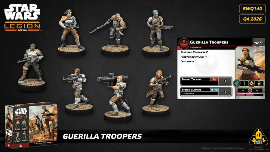 Guerrilla Troopers figurines et carte Star Wars Legion, save rouge Rebelles Infiltrate