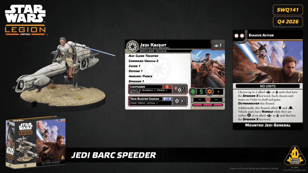 Jedi Knight sur BARC Speeder carte et figurine Star Wars Legion