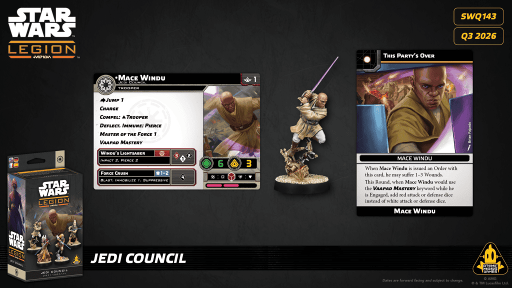 Mace Windu carte et figurine Star Wars Legion, Vaapad Mastery