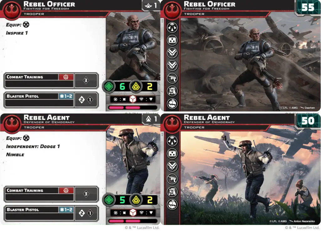 Cartes Officier et Agent rebelles Star Wars Legion