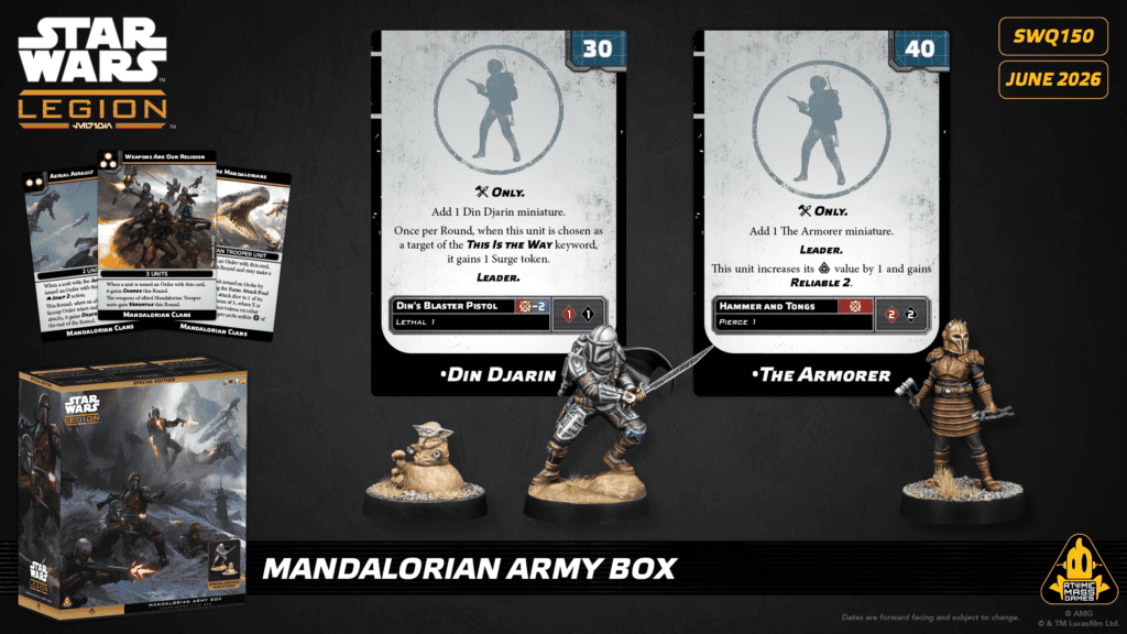 Cartes Din Djarin et The Armorer Star Wars Legion, clan Children of the Watch