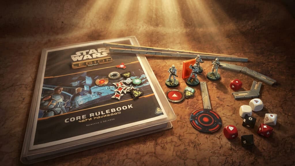 Règles Star Wars Legion en français, livret de règles avec figurines et dés