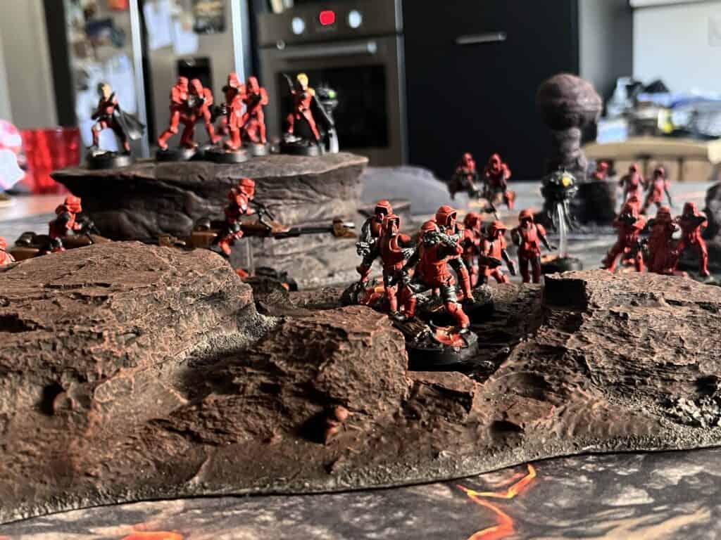 Figurines Empire de Kintara, escouades de Scouts et Sondes déployées à couvert
