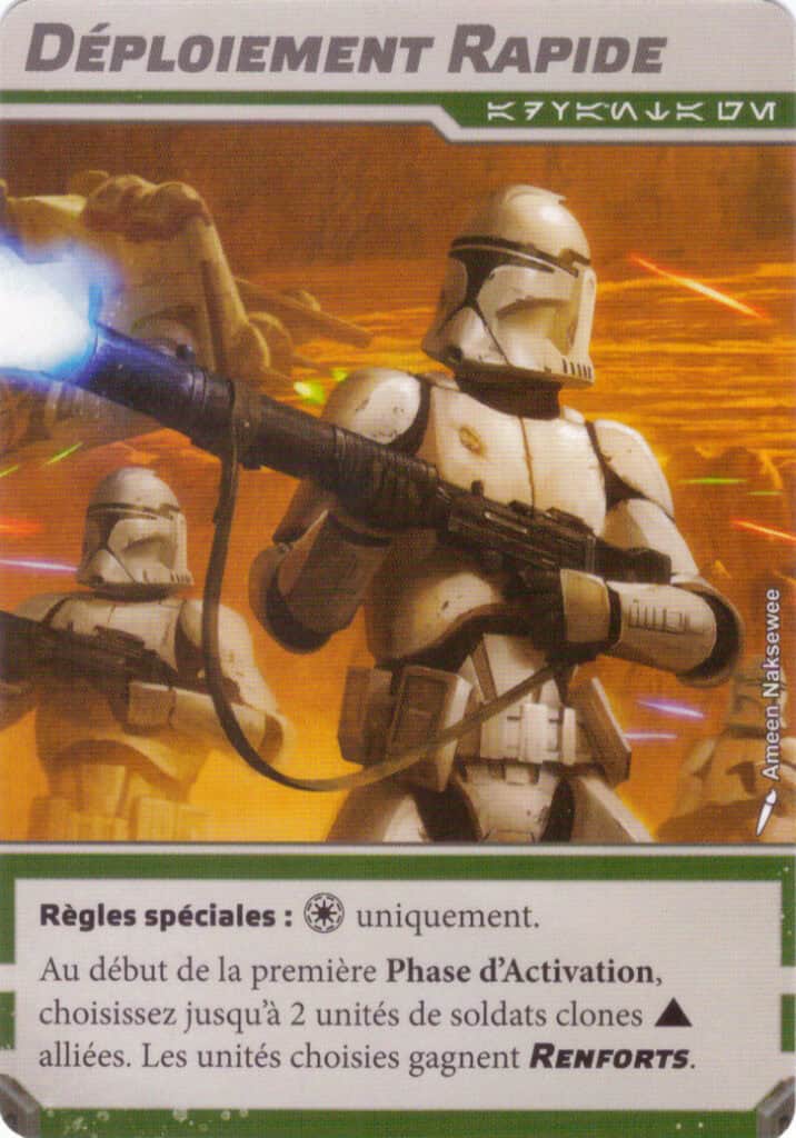 Carte avantage de faction Déploiement Rapide (République), Battle Deck Card Pack 2 Star Wars Legion