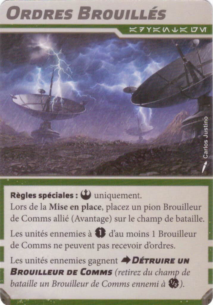 Carte avantage de faction Ordres brouillés (Rébellion), Battle Deck Card Pack 2 Star Wars Legion