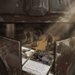 À la découverte des Mandaloriens sur Star Wars Legion : visière mandalorienne reflétant les cartes de la Battle Force