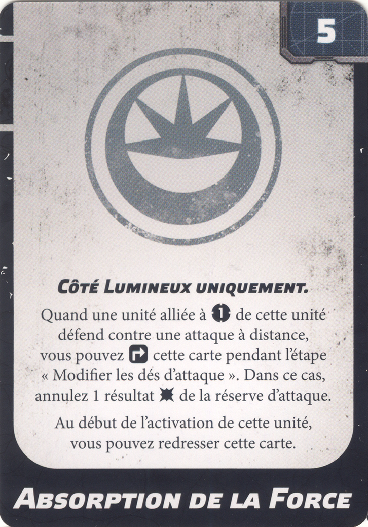 Absorption de la Force (Force Absorb), carte d'amélioration Upgrade Card Pack 2 Star Wars Legion