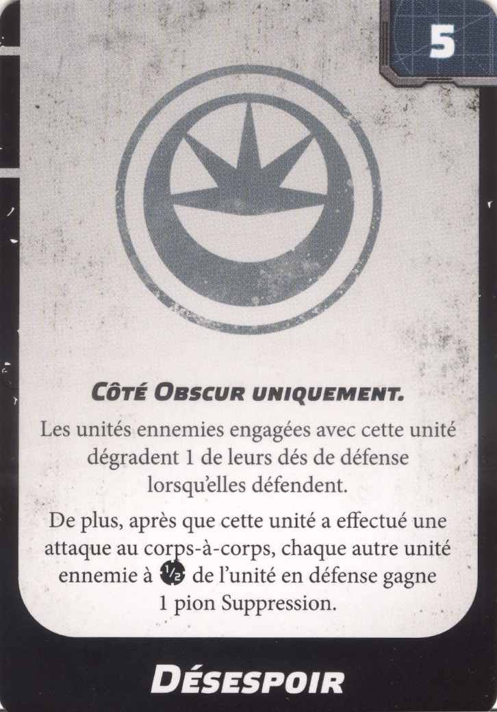 Désespoir (Despair), carte d'amélioration Upgrade Card Pack 2 Star Wars Legion