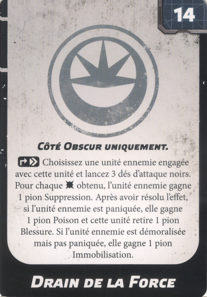 Drain de la Force (Force Drain), carte d'amélioration Upgrade Card Pack 2 Star Wars Legion