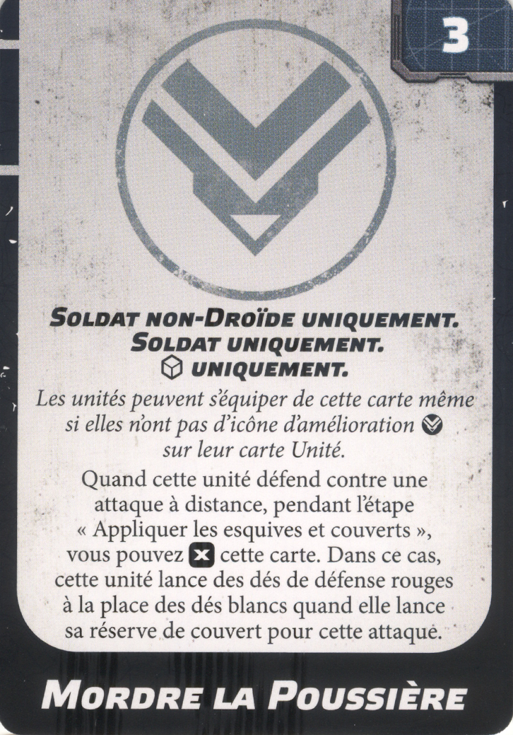 Mordre la Poussière (Hit the Dirt), carte d'amélioration Upgrade Card Pack 2 Star Wars Legion
