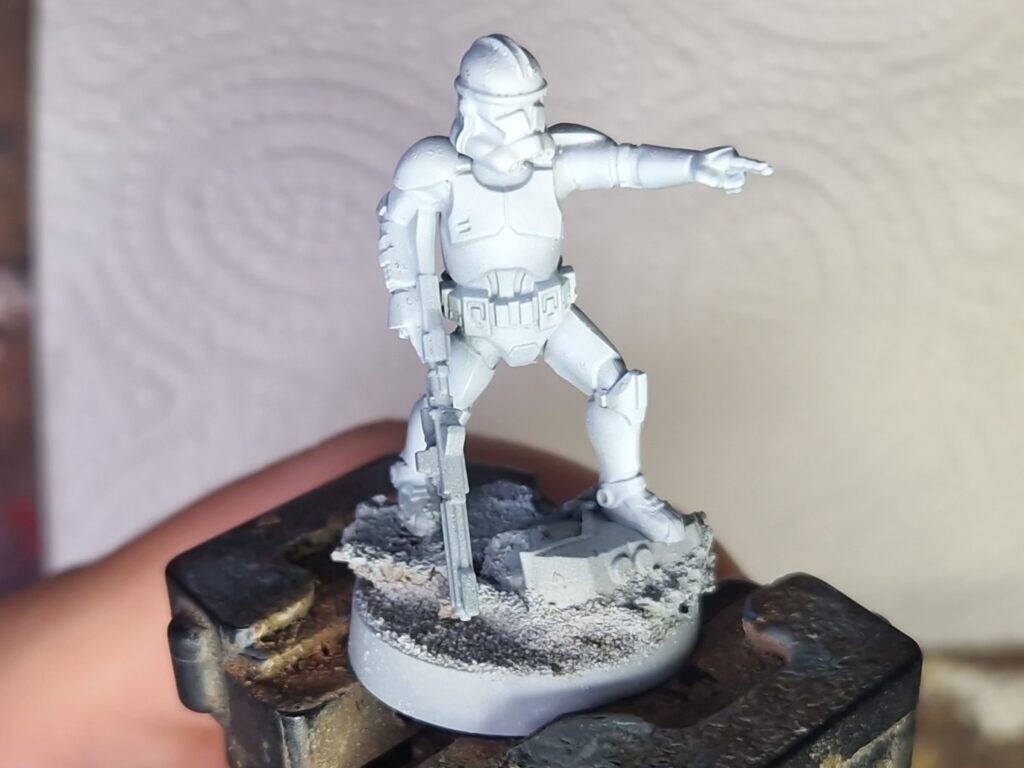 Peindre les clones star wars legion, base grise et lumières blanches à l’aérographe
