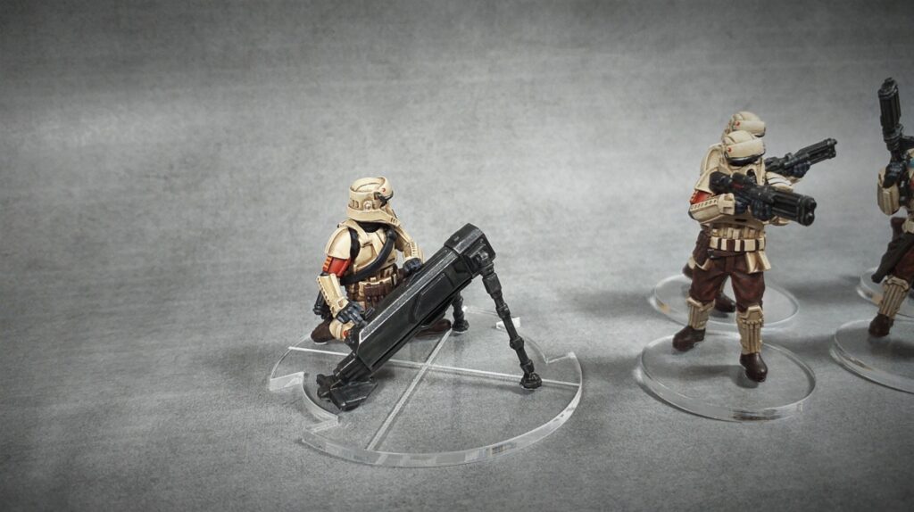 Shoretrooper au mortier sur socle transparent