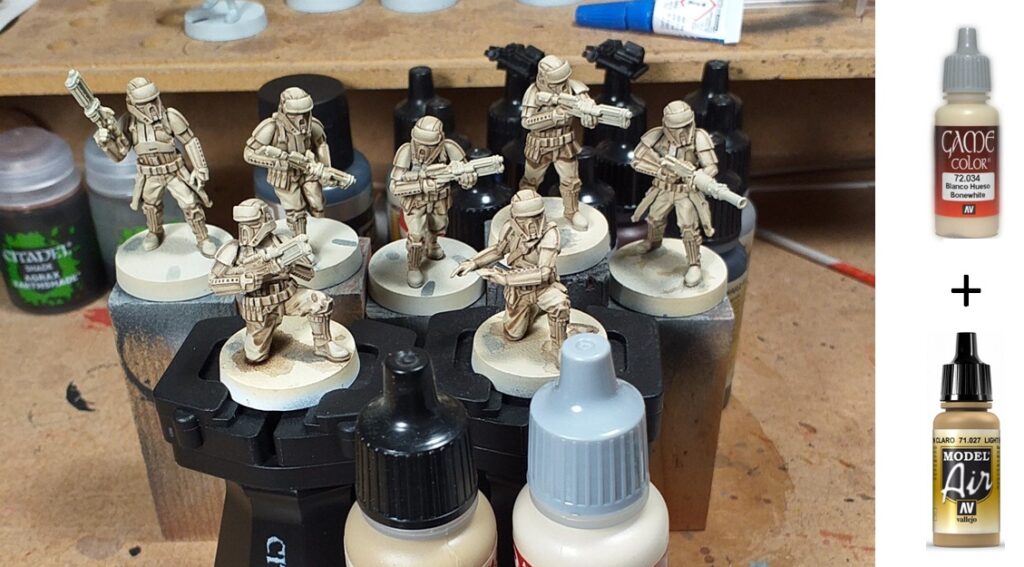 Brossage à sec du mélange de base sur les Shoretroopers