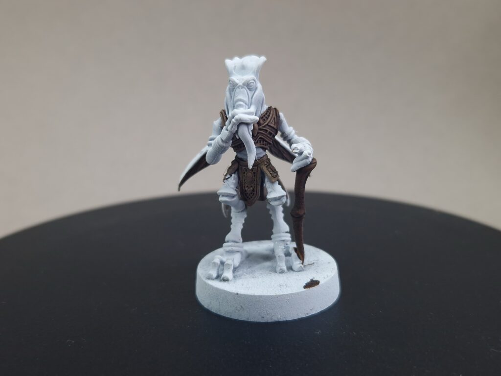Peindre poggle star wars legion, speedpaint Dark Wood sur le harnais et le bâton