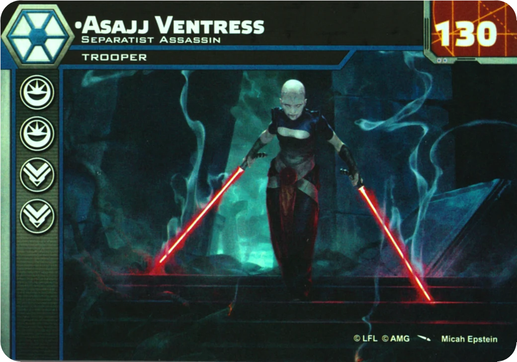 Carte Asajj Ventress de participation du Store League / Tournament Kit 5 de Star Wars: Legion : recto foil intégral