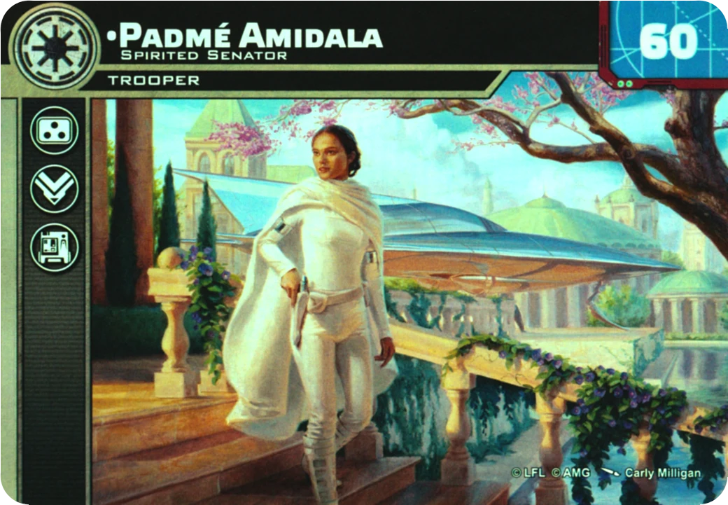 Carte Padmé Amidala de participation du Store League / Tournament Kit 5 de Star Wars: Legion : recto foil intégral